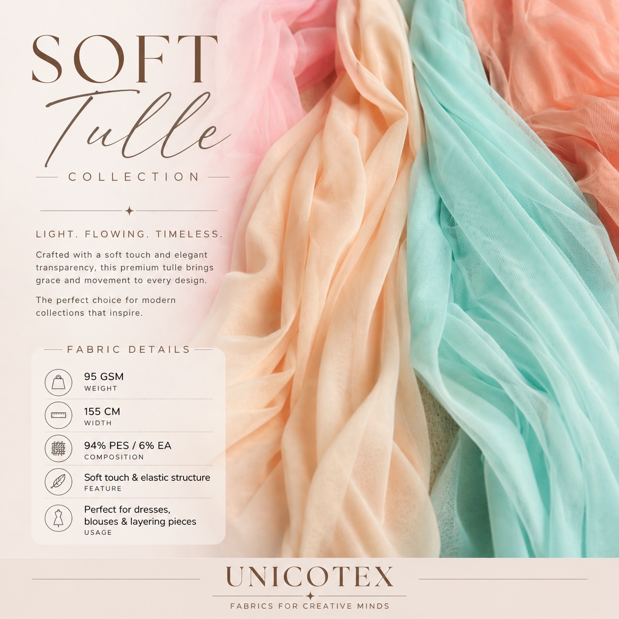 Soft tulle collection, light and flowing